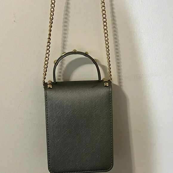 Grey crossbody with gold studs gives a sassy stylish look for a night out - Picture 5 of 11